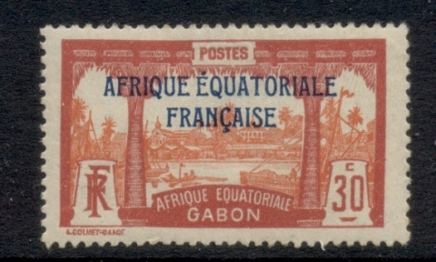 Gabon 1924-31 Pictorial, Libreville Opt. Afrique Equatoriale Francaise 30c