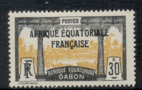 Gabon 1924-31 Pictorial, Libreville Opt. Afrique Equatoriale Francaise 30c