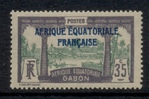 Gabon 1924-31 Pictorial, Libreville Opt. Afrique Equatoriale Francaise 35c