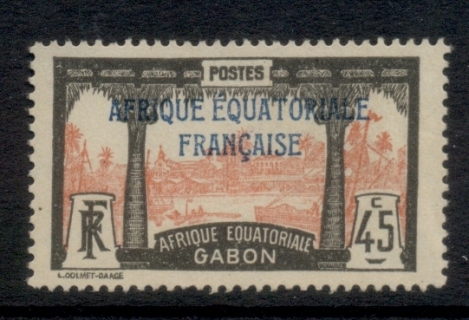 Gabon 1924-31 Pictorial, Libreville Opt. Afrique Equatoriale Francaise 45c