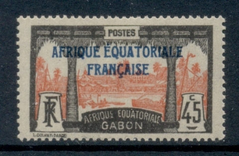 Gabon 1924-31 Pictorial, Libreville Opt. Afrique Equatoriale Francaise 45c