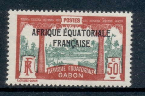 Gabon 1924-31 Pictorial, Libreville Opt. Afrique Equatoriale Francaise 50c