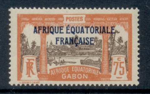 Gabon 1924-31 Pictorial, Libreville Opt. Afrique Equatoriale Francaise 75c