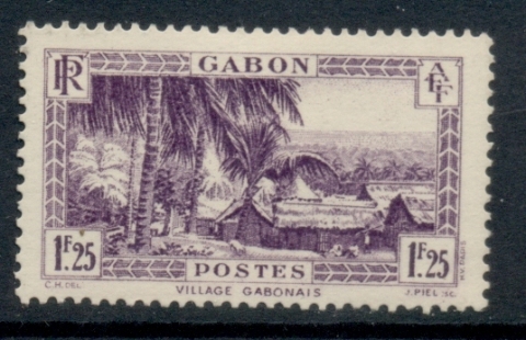 Gabon 1932-33 Pictorial, Village of Setta Kemma 1.25f