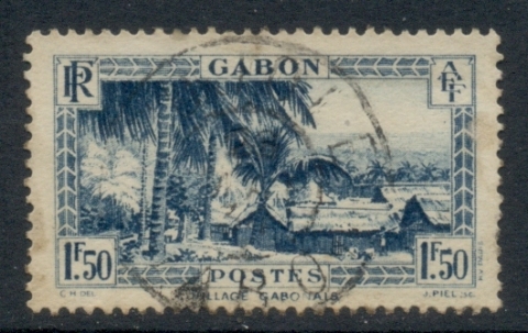 Gabon 1932-33 Pictorial, Village of Setta Kemma 1.50f