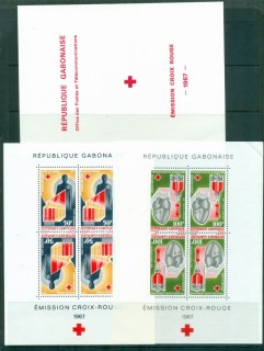 Gabon 1967 Red Cross 2x MS + folder