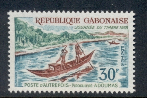 Gabon 1969 Stamp day, Canoe Mail Transport