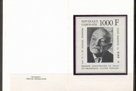Gabon 1970 Claude Dornier, Aviation, Planes 1000f booklet MS