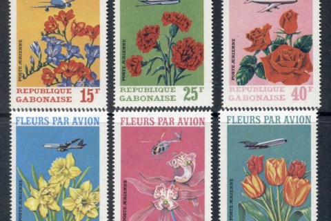 Gabon 1971 Flowers & Plane, Wright Brothers