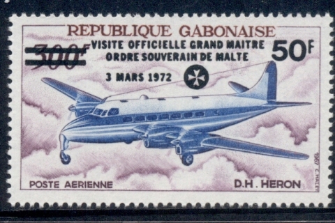 Gabon 1972 Knights of Malta Surch on Plane