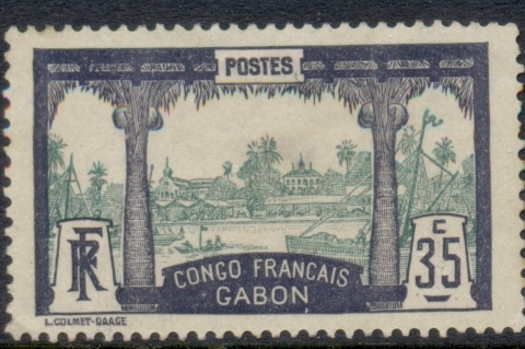Gabon 1910 Pictorial Inscr. Congo Francais 35c