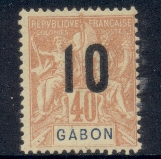 Gabon 1912 Navigation & Commerce Surch. 10c on 40c