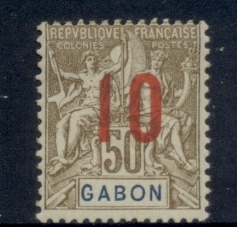 Gabon 1912 Navigation & Commerce Surch. 10c on 50c