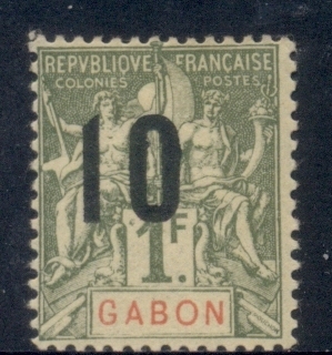 Gabon 1912 Navigation & Commerce Surch. 10c on 1f