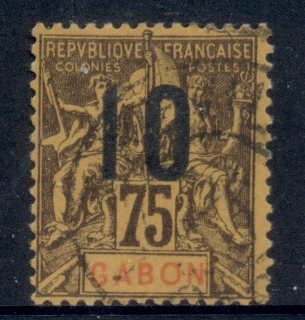 Gabon 1912 Navigation & Commerce Surch. 10c on 75c