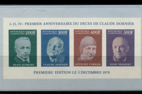 Gabon 1970 Aviation Pioneers Ms IMPERF