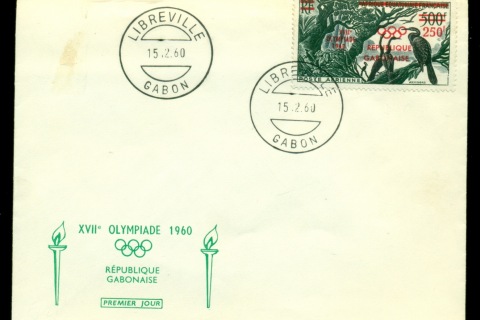 Gabon 1960 Summer Olympics Rome, Opt, Bird FDC