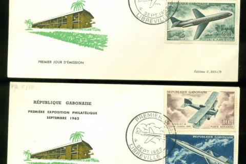 Gabon 1962 Development of Air Transport 2xFDC