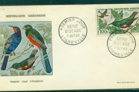 Gabon 1963 Bird, Johanna's Sunbird 100f FDC