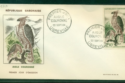Gabon 1964 Bird 250f FDC