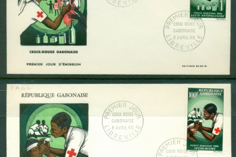 Gabon 1966 Red Cross 2xFDC