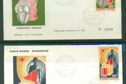 Gabon 1967 Red Cross 2xFDC
