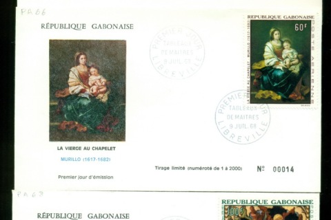 Gabon 1968 Paintings 3x FDC