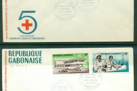 Gabon 1968 Red Cross help for Biafra 2xFDC