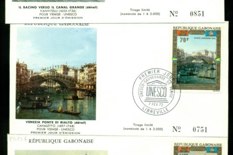 Gabon 1972 UNESCO Campaign to Save venice 3xFDC