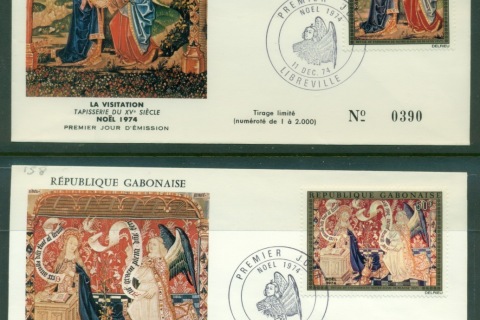Gabon 1974 Xmas, Tapestries 2xFDC