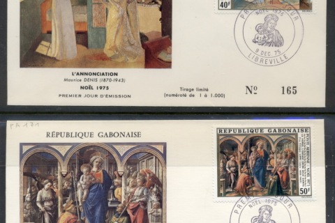 Gabon 1975 Paintings 2xFDC