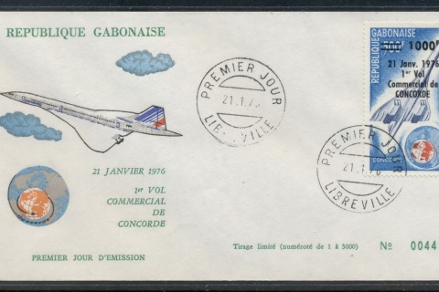 Gabon 1975 Concorde Surcharged FDC
