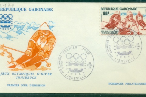Gabon 1976 Winter Olympics Innsbruck 100f Slalom FDC