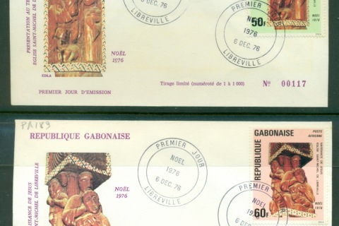 Gabon 1976 Wood carvings 2xFDC