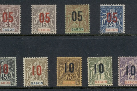 Gabon 1912 Navigation & Commerce surcharges