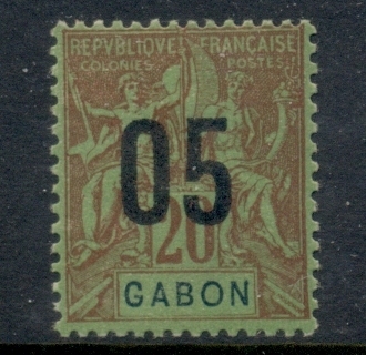 Gabon 1912 Navigation & Commerce surcharge 5c on 20c
