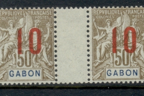 Gabon 1912 Navigation & Commerce surcharge 10c on 50c gutter pr