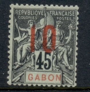 Gabon 1912 Navigation & Commerce surcharge 10c on 45c