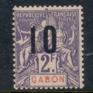 Gabon 1912 Navigation & Commerce surcharge 10c on 2f