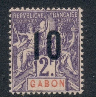 Gabon 1912 Navigation & Commerce surcharge 10c on 2f