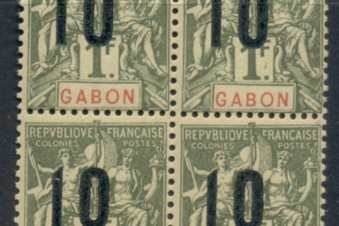 Gabon 1912 Navigation & Commerce surcharge 10c on 1f blk4