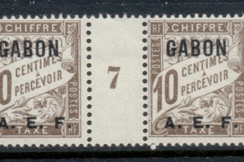 Gabon 1928 Postage Due 10c #7 gutter pr
