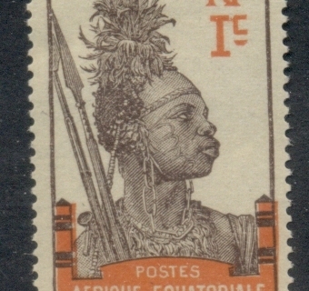 Gabon 1910-22 Pictorial, Fang Warrior, Afrique Equatoriale 1c
