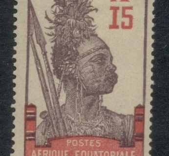 Gabon 1910-22 Pictorial, Fang Warrior, Afrique Equatoriale 15c