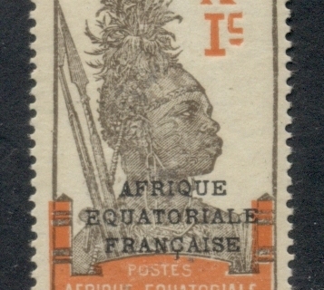 Gabon 1924-31 Pictorial, Fang Warrior, Opt Afrique Equatoriale Francaise 1c