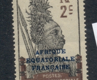 Gabon 1924-31 Pictorial, Fang Warrior, Opt Afrique Equatoriale Francaise 2c