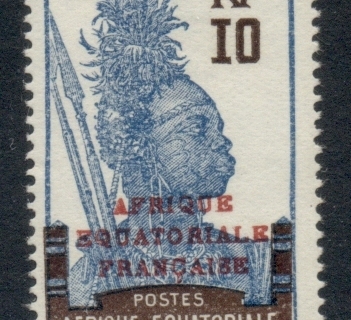 Gabon 1924-31 Pictorial, Fang Warrior, Opt Afrique Equatoriale Francaise 10c