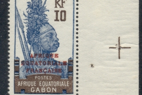 Gabon 1924-31 Pictorial, Fang Warrior, Opt Afrique Equatoriale Francaise 10c