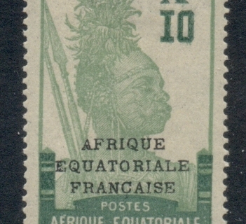 Gabon 1924-31 Pictorial, Fang Warrior, Opt Afrique Equatoriale Francaise 10c