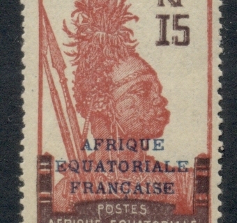 Gabon 1924-31 Pictorial, Fang Warrior, Opt Afrique Equatoriale Francaise 15c